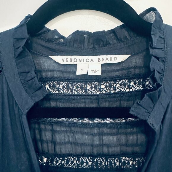 Veronica Beard Satori Eyelet Blue Short Sleeve Maxi Dress | Size 0 - Picture 4 of 16